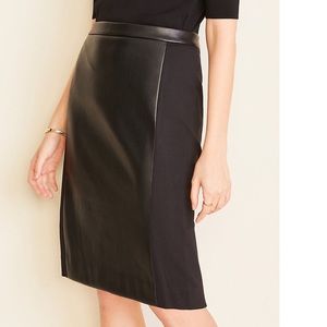 Ann Taylor Faux Leather Paneled Pencil Skirt